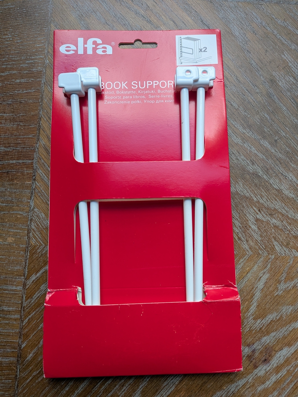 ELFA White Book Supports Pair - White Metal Shelf Brackets (2 Sets)